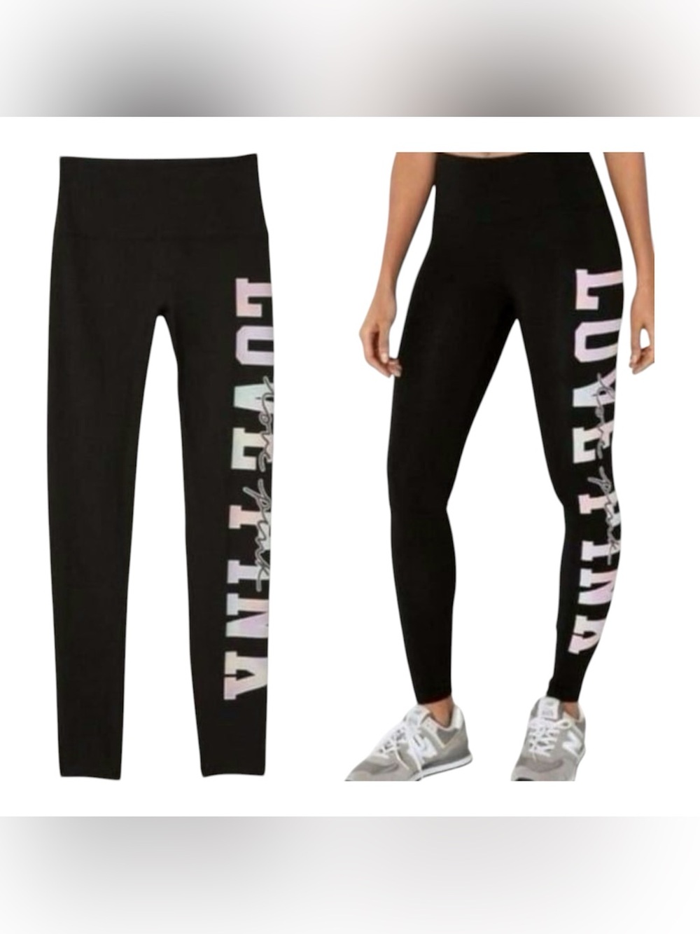 VS PINK High Waisted Cotton Freya Tie Dye Logo Leggings!